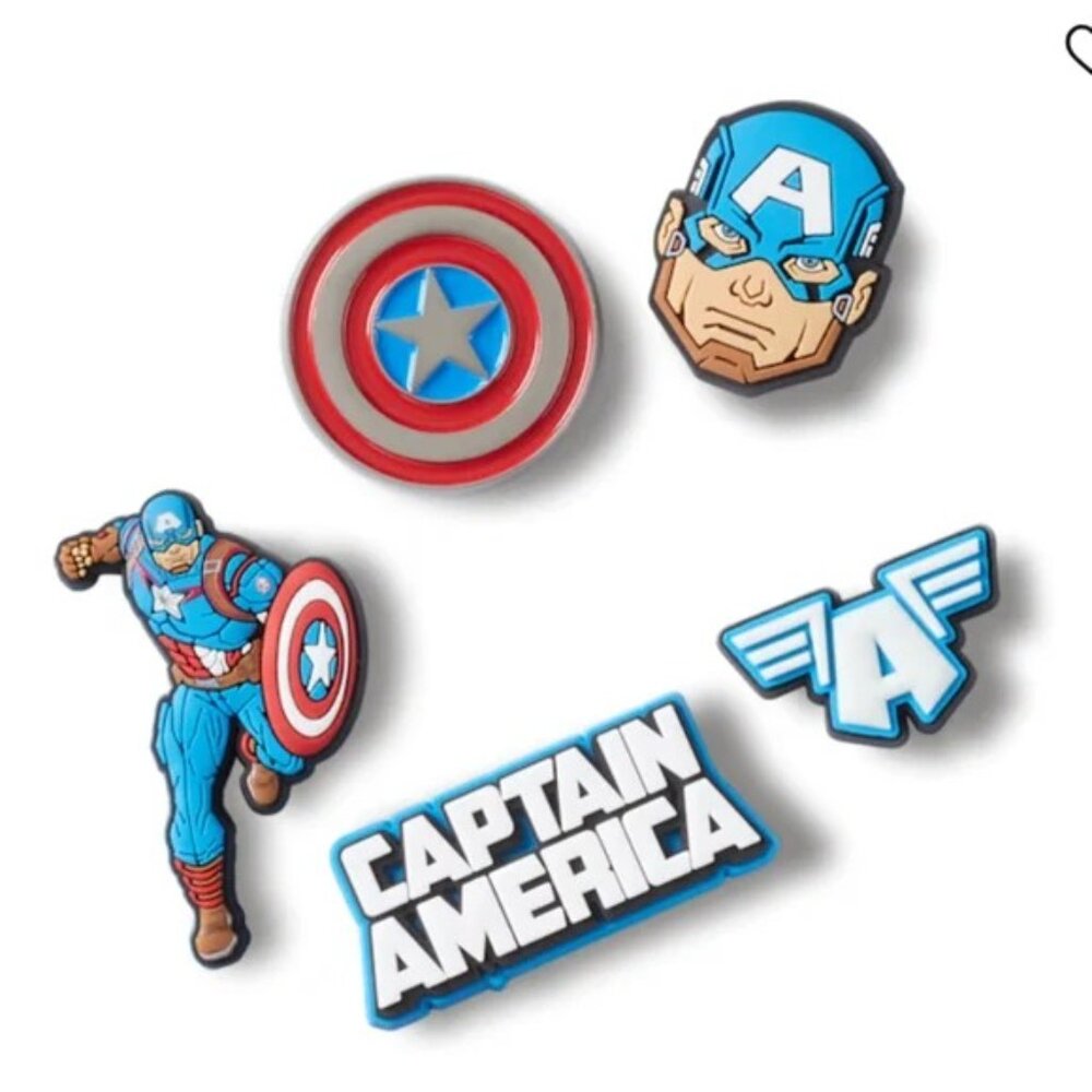 Marvel Captain America Crocs Jibbitz 5 Pack Shoe Charms Superhero NWT